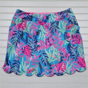 Lilly Pulitzer Luxletic Women's Monica Scalloped Skort Size 12 Porto Blue